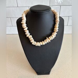 Vintage 60s 70s Puka Shell Necklace Gold Tone Hawaiian Surfer Large 17" 82 Grams